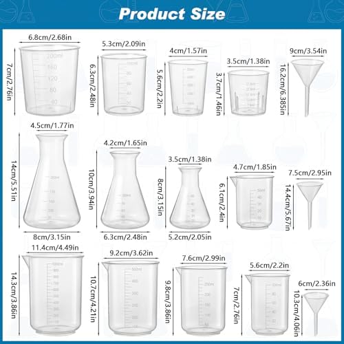 33 Pcs Beakers Test -tubes Set Plastic Measuring Cups Graduated Cylinders