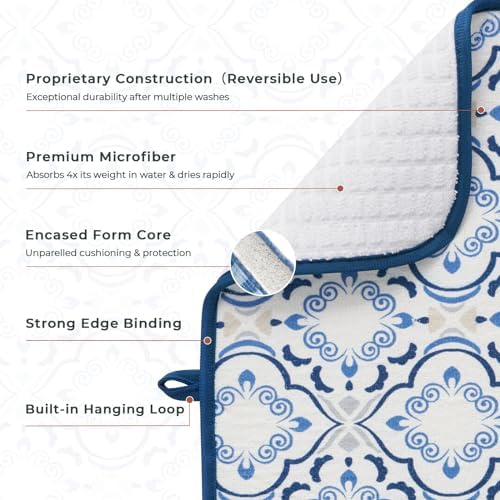 FRESHMINT Dish Drying Mats 2 Pack, Morrocan Tile
