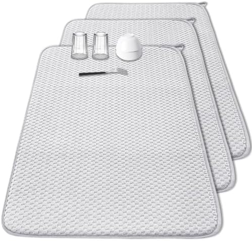 3 Pcs Extra Large Size Dish Drying Mat, Absorbent Microfiber Dishes Drainer Mats