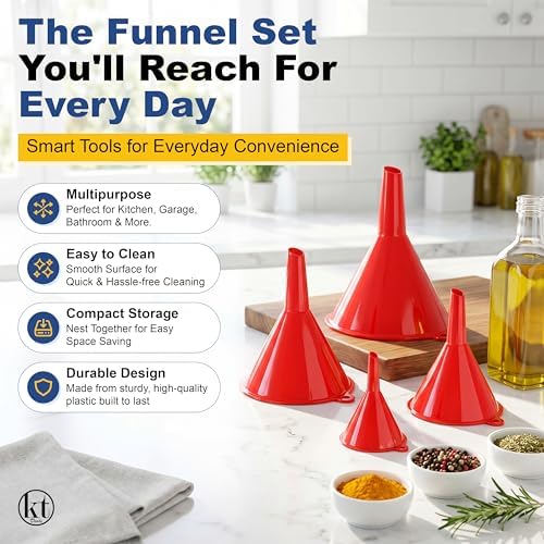 4Pcs All Purpose Plastic Funnel Set, Funnels