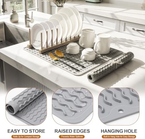 2 Pack Silicone Dish Drying Mat