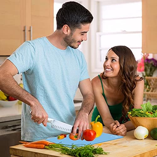 ZVP Plastic Cutting Boards for Kitchen, Flexible Cutting Mats, Gradient Blue