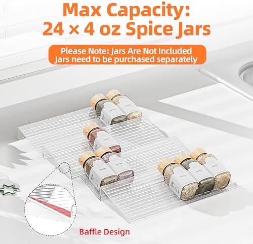 MUDEELA Clear Spice Drawer Organizer, 4 Tier