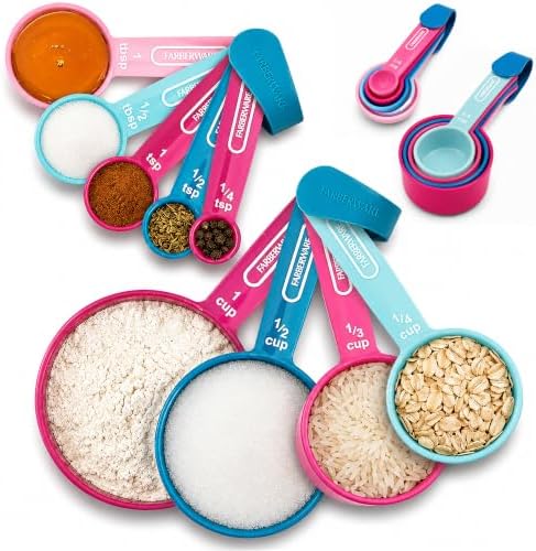 Farberware – Measuring Cup & Spoon Set – Blue & Pink
