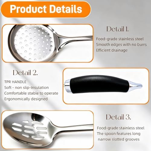 Eryzca Slotted Spoons for Straining, Stainless Steel Spider Strainer