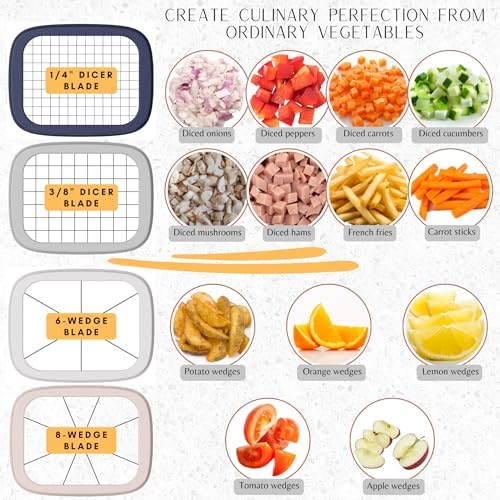 Brieftons PerfectCut Vegetable Chopper: Manual Push-Down Food Dicer & Chop Box