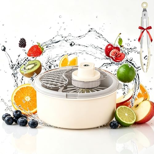 2026 Upgraded Fruit Cleaner Spinner, Fruit Washer Spinner Bowl, Electric Salad