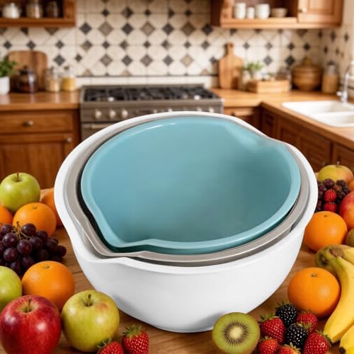 3pcs Mixing Bowls with Pour Spout-Nesting Design Saves Space