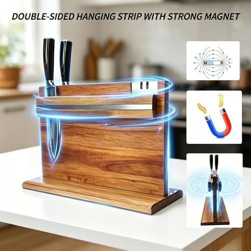 Solid Acacia Wood Magnetic Knife Holder
