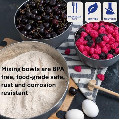 WHYSKO Stainless Steel Mixing Bowls Set, 3-Piece