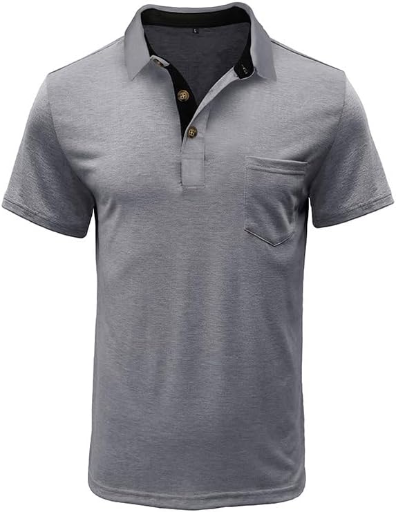 Men's Classic Cotton Polo Shirt Short Sleeve Button Golf Tee