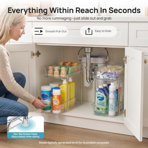 Vtopmart 2 Pack Larger Higher Pull Out Under Sink Organizer