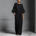 Women's Flared Sleeve Linen Two Piece Set Casual Outfit - Image 3