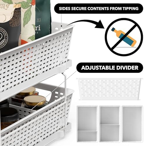 Simple Houseware 2 Tier Pull-Out Sliding Drawer Under Sink Storage