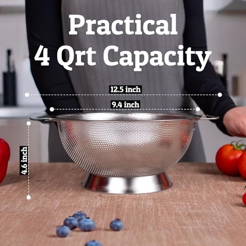 PriorityChef Premium 4 Qrt Stainless Steel Colander