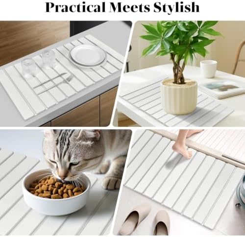 Large Stone Dish Drying Mat for Kitchen Counter, Foldable Absorbent