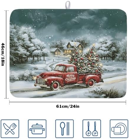 Merry Christmas Decorations Dish Drying Mat 18x24 Inch