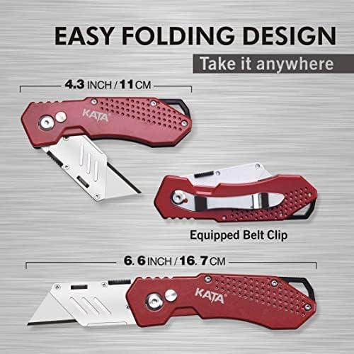 KATA 3 Pack Folding Utility Knife Set, Heavy Duty Box Cutters