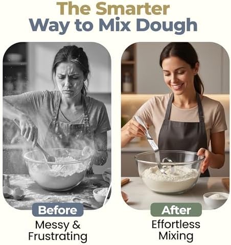 Seamless Dough Whisk, Stainless Steel Danish Dough Wisk, Dishwasher Safe Dough