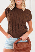 Cable Knit Textured Crew Neck Sweater Top