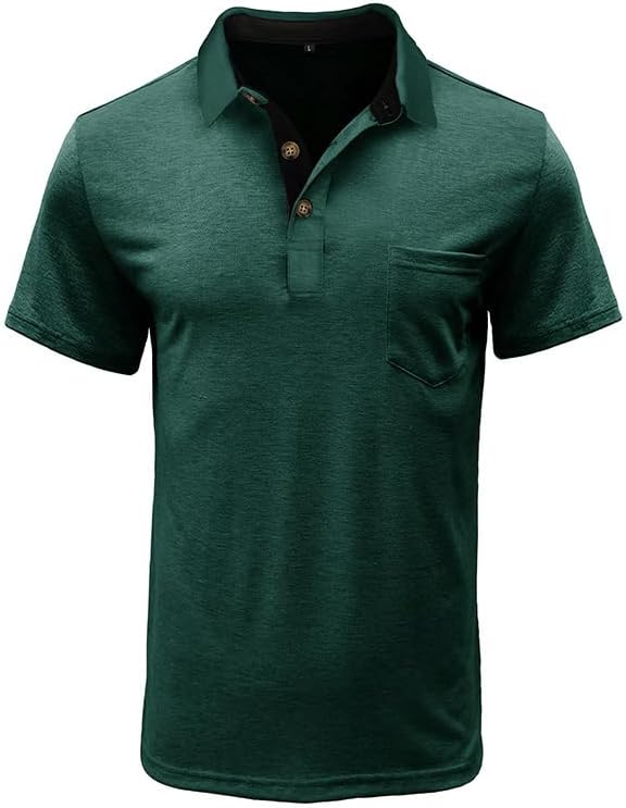 Men's Classic Cotton Polo Shirt Short Sleeve Button Golf Tee