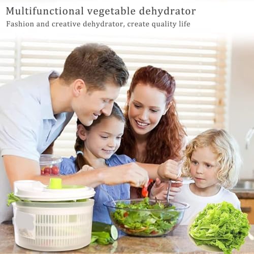 3L MANUAL SALAD SPINNER, PLASTIC LETTUCE VEGETABLE STRAINER BASKET