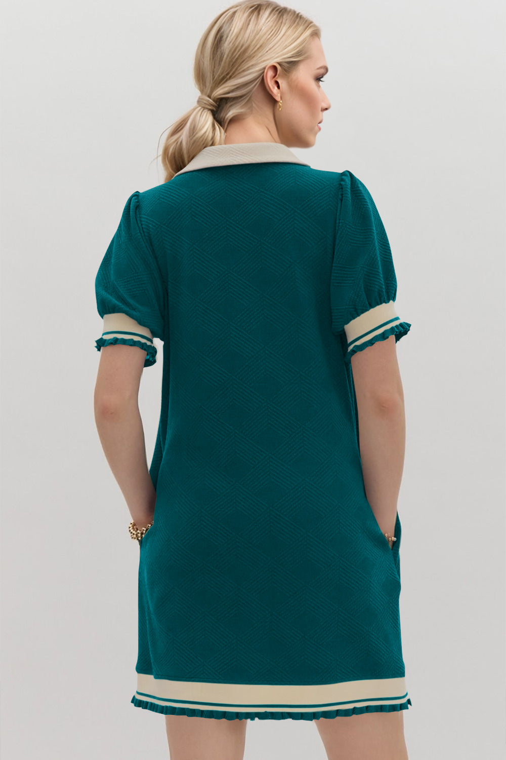 Contrast Short Sleeve Mini Dress for Women