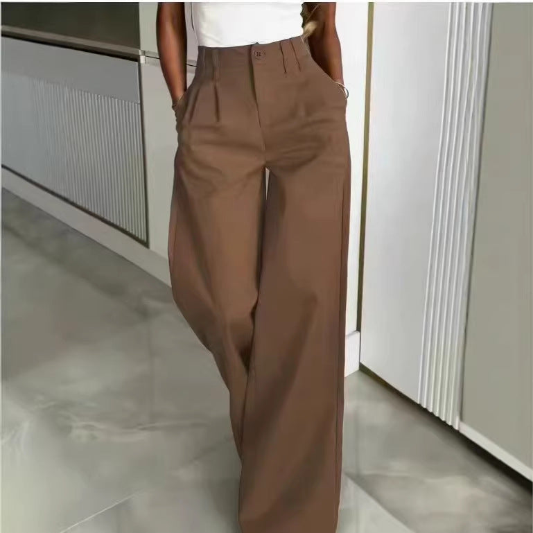 Women's High-Waisted Wide-Leg Trousers Comfortable Casual Pants