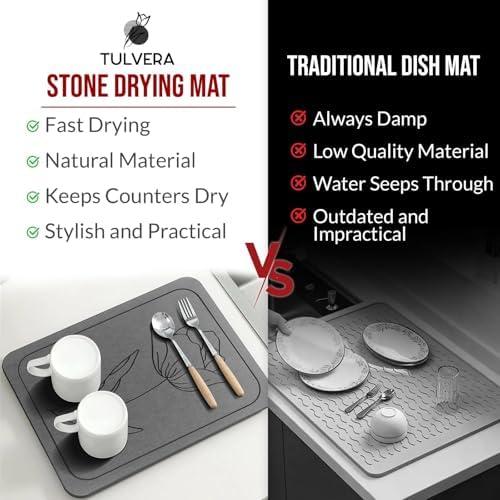 Stone Dish Drying Mat for Kitchen Counter – Diatomaceous Earth Drying Mat |