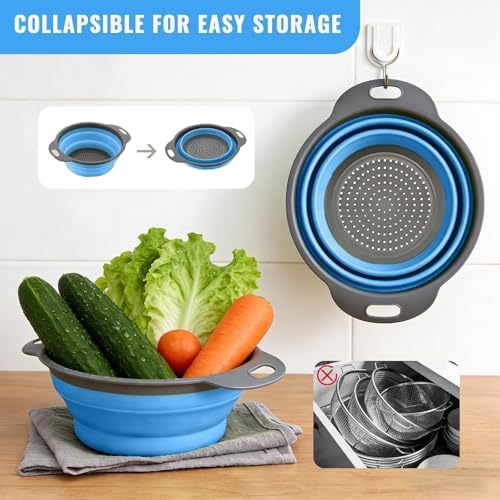 2 Pack Collapsible Silicone Colander