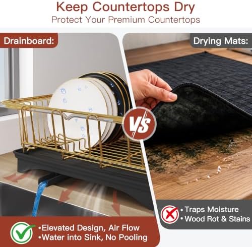 JASIWAY Gold Dish Drying Rack in Sink