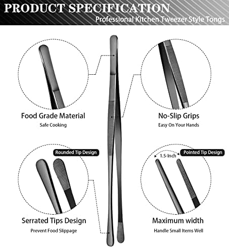 JETKONG 2 Pcs 12-Inch Kitchen Tweezers Tongs