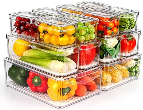 ZIJUND 14 Packs Fridge Organizers and Storage, Refrigerator Organizer Bins