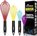 HOTEC 4 Pieces Silicone Whisks Set, Wire Balloon Whisks