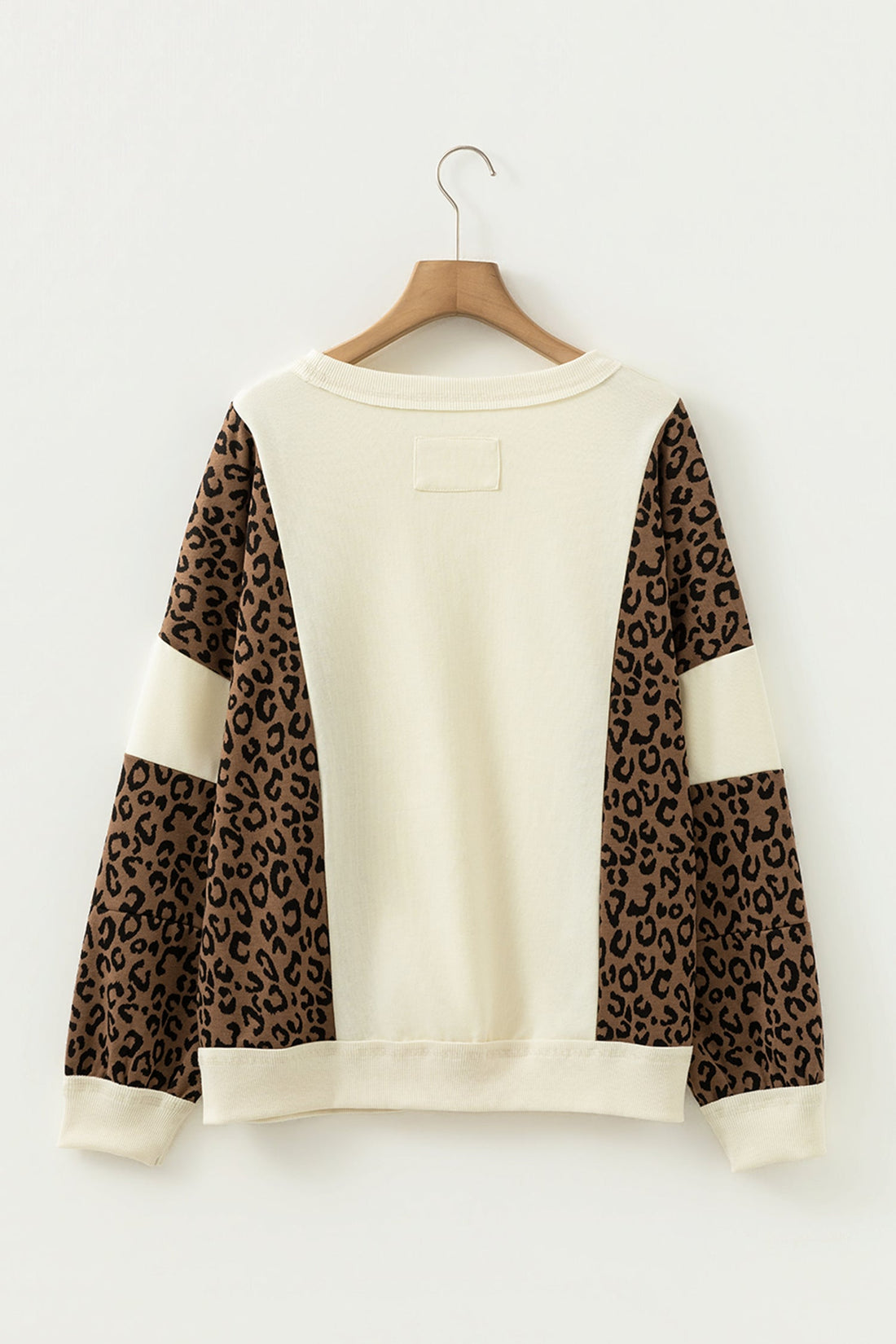 Leopard Patchwork Raw Seam Colorblock Top