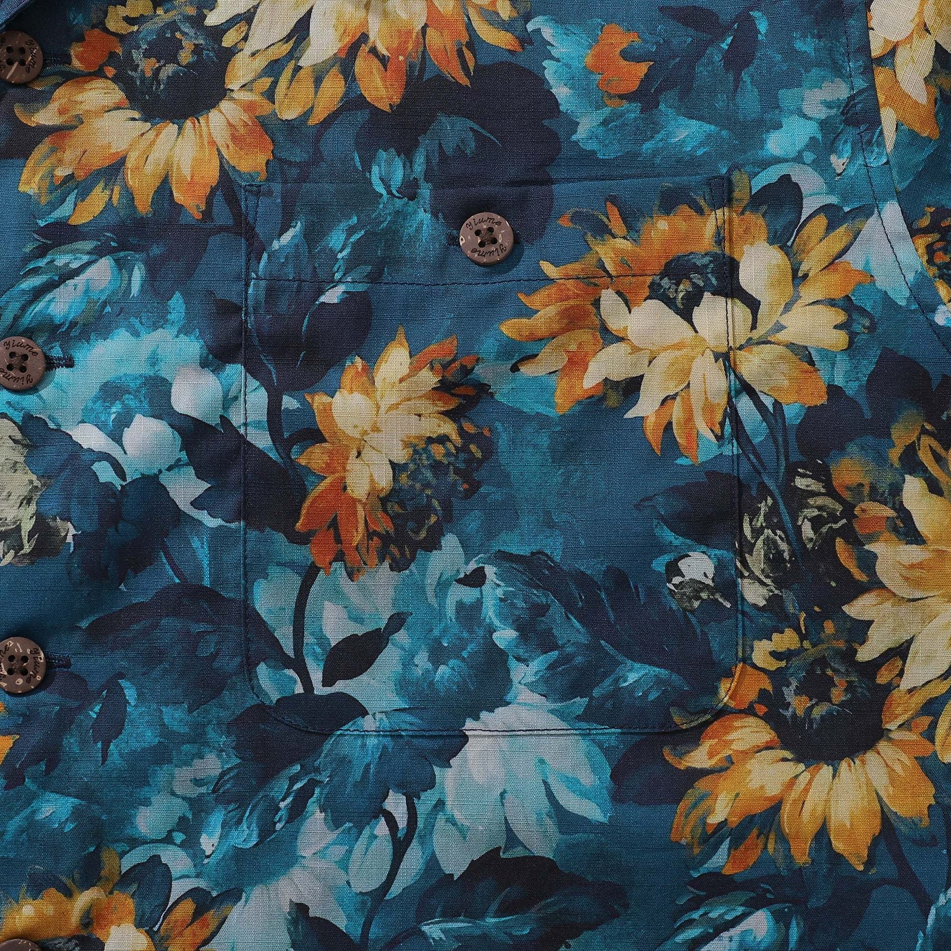 Bloom Towards The Sun Camp Collar Cotton Hawaiian Shirt