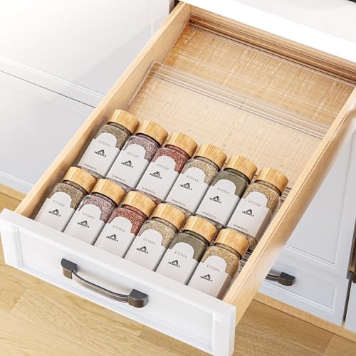 MUDEELA Clear Spice Drawer Organizer, 4 Tier