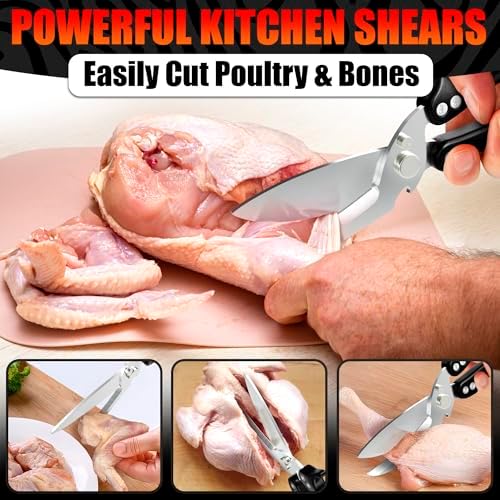 Kitchen Shears Heavy Duty, Safety Lock, Stainless Steel