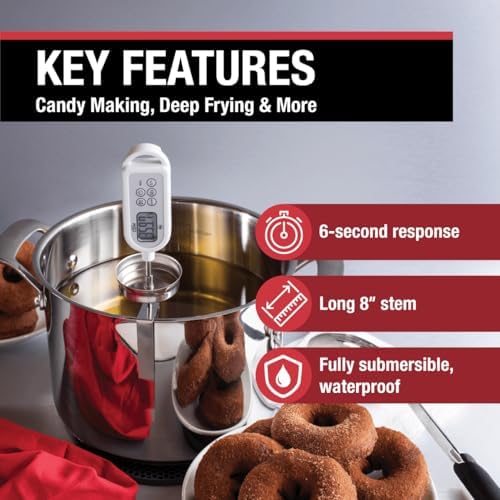 CDN Waterproof Thermometer | Long 8” Stem | NSF Certified | Quick 6-Second Read