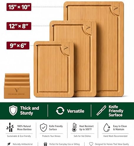 3-Piece Bamboo Cutting Board Set