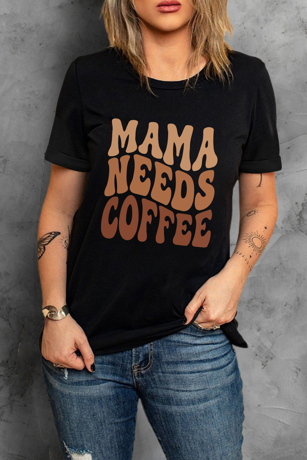 Black MAMA NEEDS COFFEE Graphic T-Shirt | Soft Cotton Blend