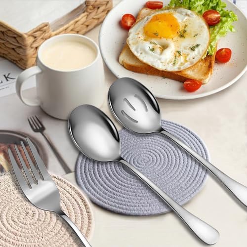 6 PCS Serving Spoons Set, Includes 2 Spoon/Slotted/Forks