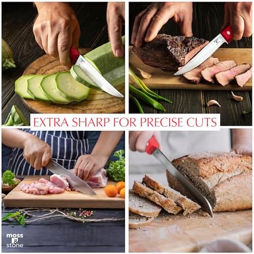 Moss & Stone Red 14 Pcs Kitchen Knife Set