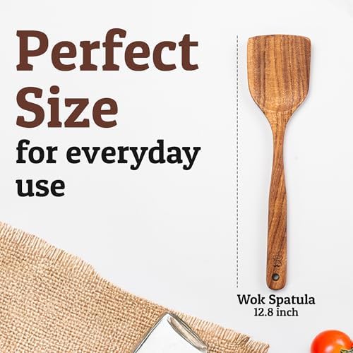 PriorityChef Premium Teak Flat Wooden Spatula