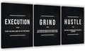Success Canvas Painting Wall Art Quote Motivational Wall Art Execute Wall Decor 3 Pieces Black Poster Positive Inspirational Framed Artwork Prints Picture for Living Room Office 60''Wx 28''H
