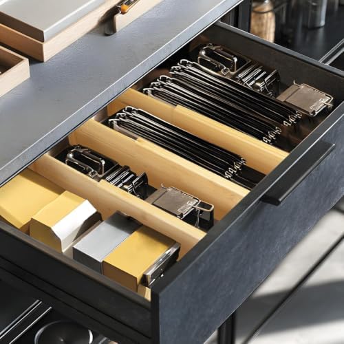 VaeFae 6 Pack Bamboo Drawer Dividers, Expandable Separators