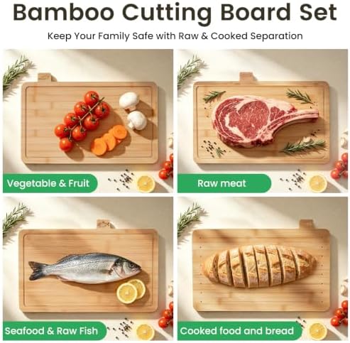 Labeled Bamboo Cutting Board Set
