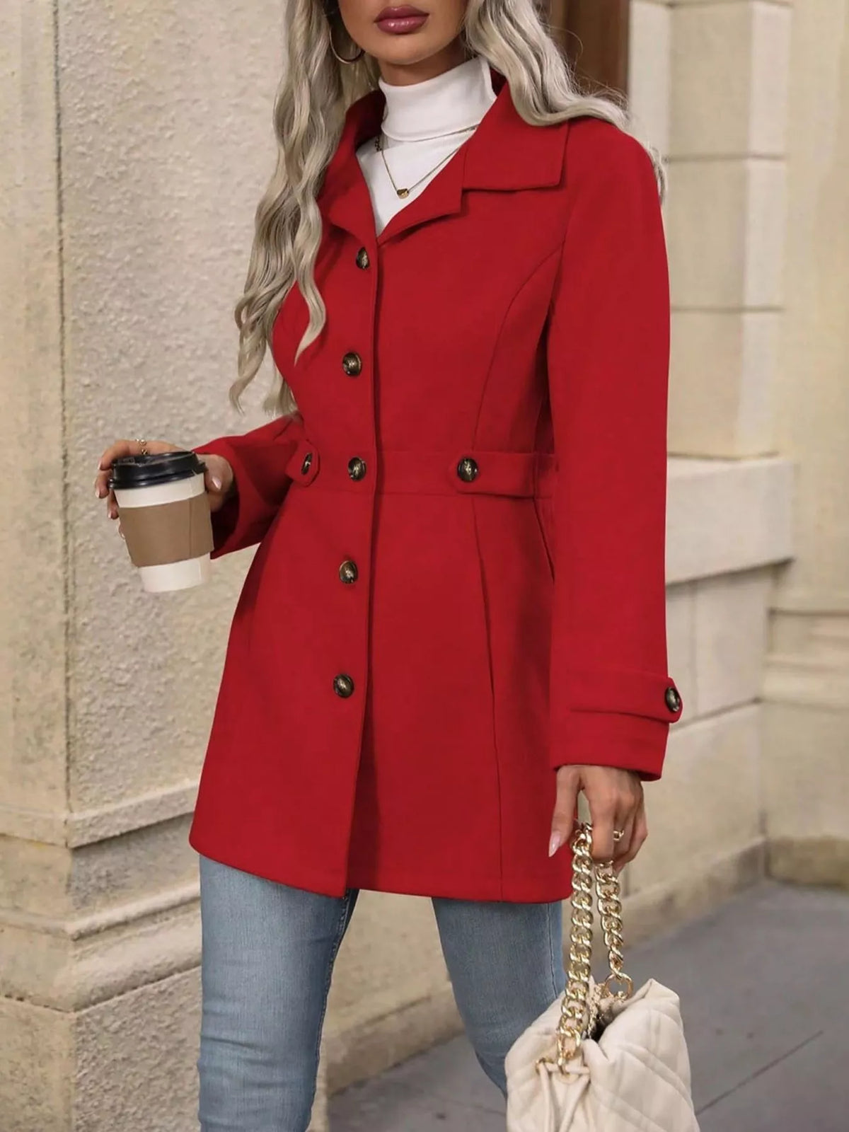Button Up Long Sleeve Coat