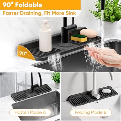 17.7'' Folding Faucet Mat for Kitchen Sink Splash Guard Kitchen Sink Faucet Mat
