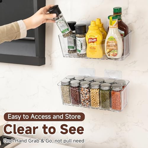 4-Pack Large Cabinet Door Organizer, 11.4" Adhesive Space-Saving Clear Bins